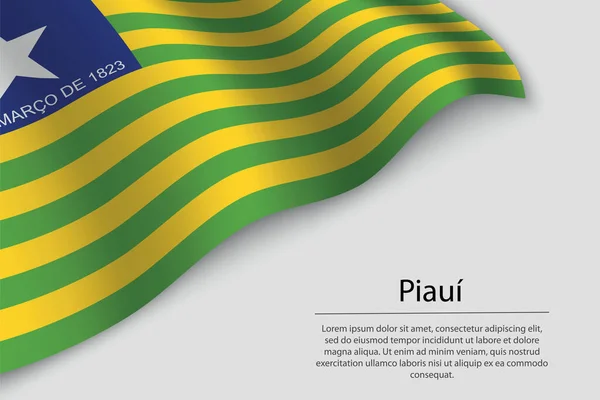 Bandeira Das Ondas Piauí Estado Brasil Modelo Vetor Faixa Fita — Vetor de Stock