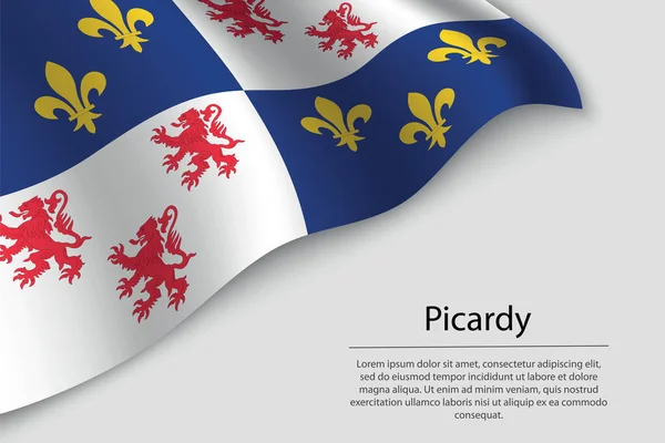 Хвильовий Прапор Пікардії Регіон Франції Граничний Або Стрічковий Вектор — стоковий вектор