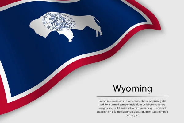 Wave Flag Wyoming Estado Los Estados Unidos Plantilla Vector Banner — Vector de stock
