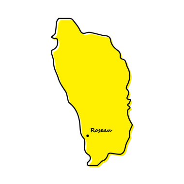 Dominica 'nın sermaye konumlu basit bir haritası. Biçimlendirilmiş minimal çizgi tasarımı