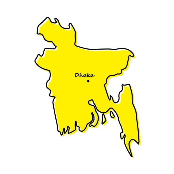 Prosta Mapa Bangladeszu Lokalizacją Stołeczną Stylizowana Minimalna Konstrukcja Linii — Wektor stockowy