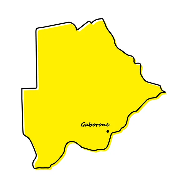 Botswana Nın Başkent Konumlu Basit Bir Haritası Biçimlendirilmiş Minimal Çizgi — Stok Vektör