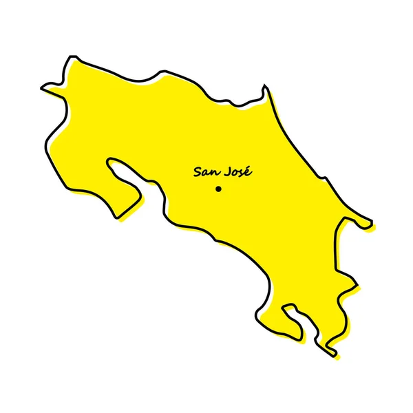 Eenvoudige Plattegrond Van Costa Rica Met Hoofdplaats Gestileerde Minimale Lijn — Stockvector