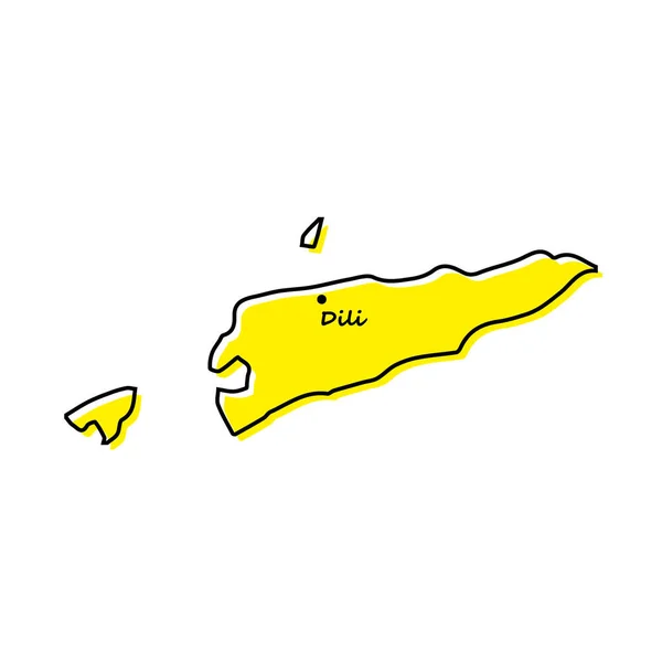 Eenvoudige Plattegrond Van Oost Timor Met Hoofdplaats Gestileerde Minimale Lijn — Stockvector