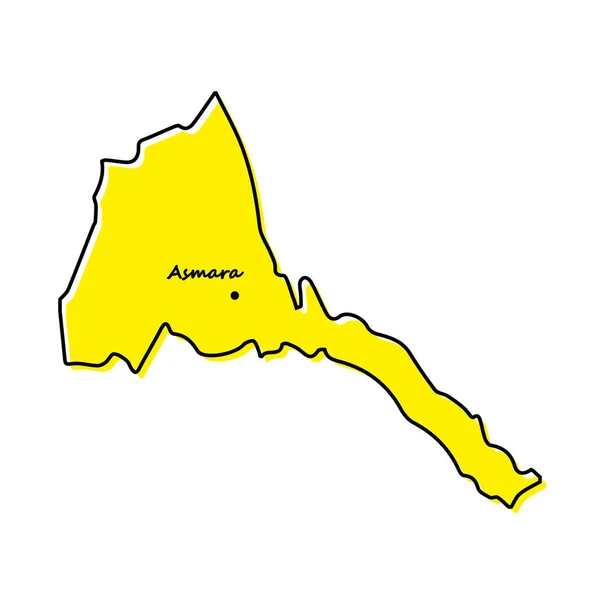 首都のエリトリアの簡単なアウトライン地図 様式化されたミニマルなラインデザイン — ストックベクタ