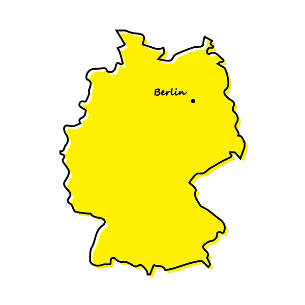 Mapa Esquemático Simple Alemania Con Ubicación Capital Diseño Línea Minimalista — Vector de stock