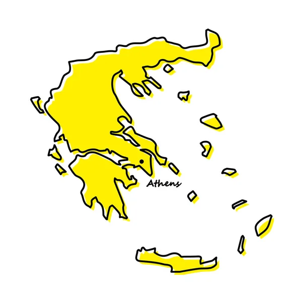 Carte Schématique Simple Grèce Avec Emplacement Capitale Conception Ligne Minimale — Image vectorielle