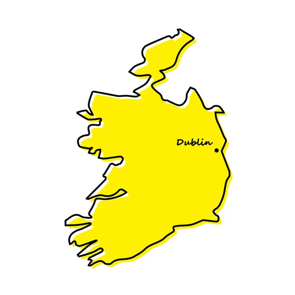 Prosty Zarys Mapy Irlandii Stolicą Stylizowana Minimalna Konstrukcja Linii — Wektor stockowy