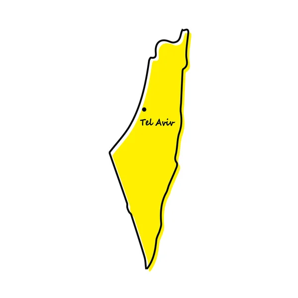 Prosta Mapa Izraela Stolicą Stylizowana Minimalna Konstrukcja Linii — Wektor stockowy