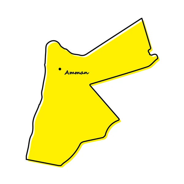 ヨルダンの簡単なアウトライン地図首都の場所 様式化されたミニマルなラインデザイン — ストックベクタ