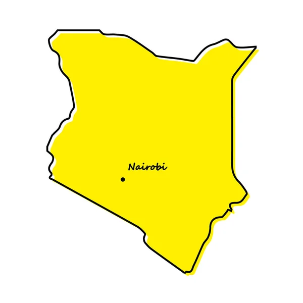 Mappa Schematica Semplice Del Kenya Con Capitale Design Della Linea — Vettoriale Stock