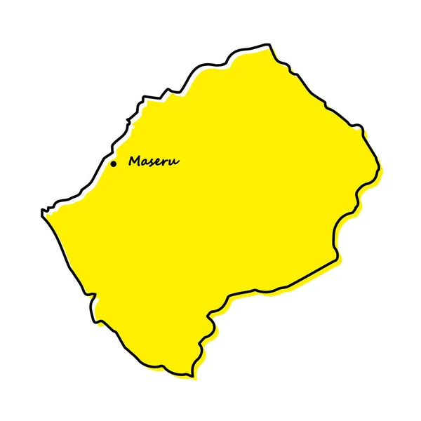 Mapa Esquemático Simple Lesotho Con Ubicación Capital Diseño Línea Minimalista — Vector de stock