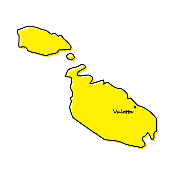 Enkel Skiss Karta Över Malta Med Huvudstaden Läge Stiliserad Minimal — Stock vektor