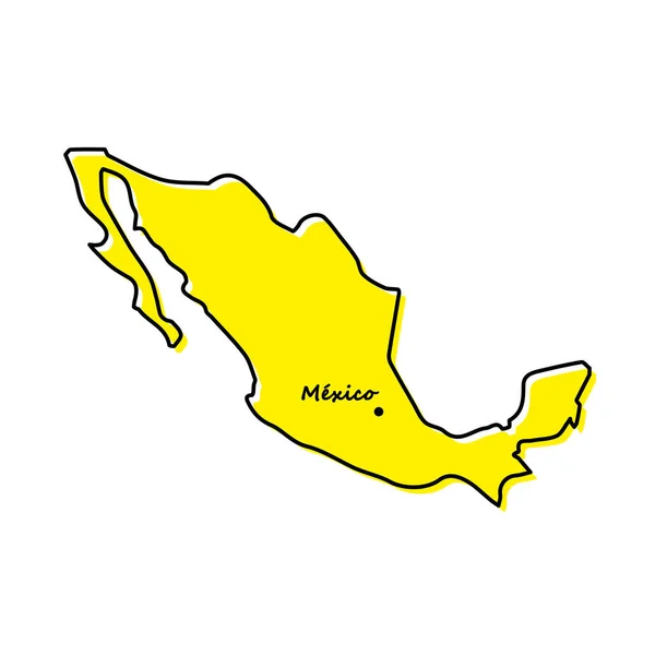 Mapa Esquemático Simple México Con Ubicación Capital Diseño Línea Minimalista — Archivo Imágenes Vectoriales