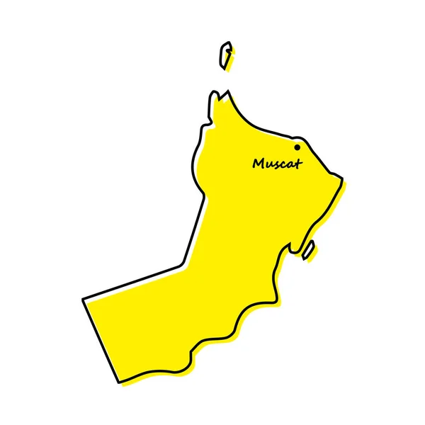 Carte Simple Des Grandes Lignes Oman Avec Emplacement Capitale Conception — Image vectorielle