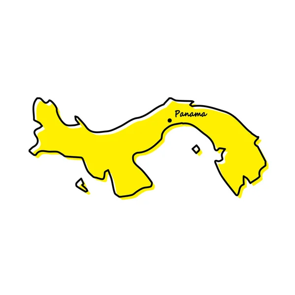 Enkel Skiss Karta Över Panama Med Huvudstaden Läge Stiliserad Minimal — Stock vektor