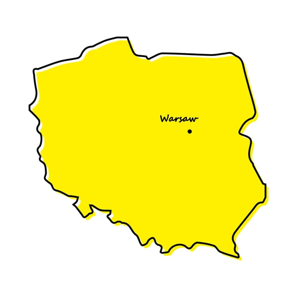 Einfache Übersichtskarte Von Polen Mit Hauptstadtlage Stilisiertes Minimalistisches Liniendesign — Stockvektor