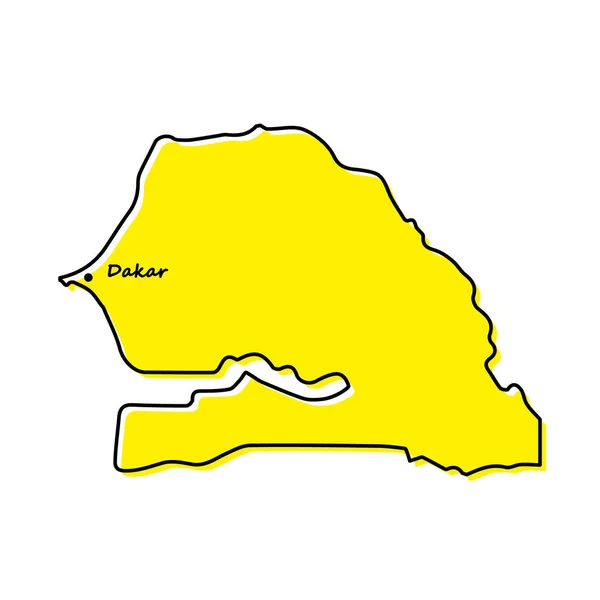 Prosta Mapa Senegalu Stolicą Senegalu Stylizowana Minimalna Konstrukcja Linii — Wektor stockowy