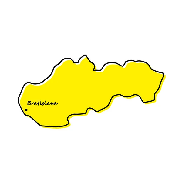 Mapa Esquemático Simple Eslovaquia Con Ubicación Capital Diseño Línea Minimalista — Vector de stock