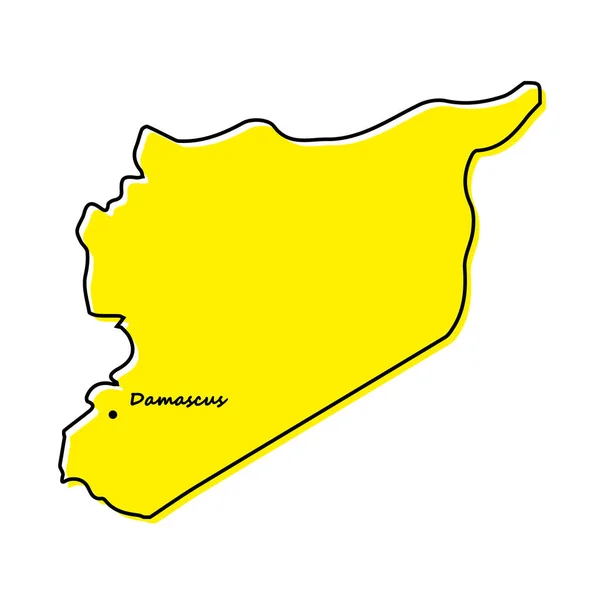Mapa Esquemático Simple Siria Con Ubicación Capital Diseño Línea Minimalista — Archivo Imágenes Vectoriales