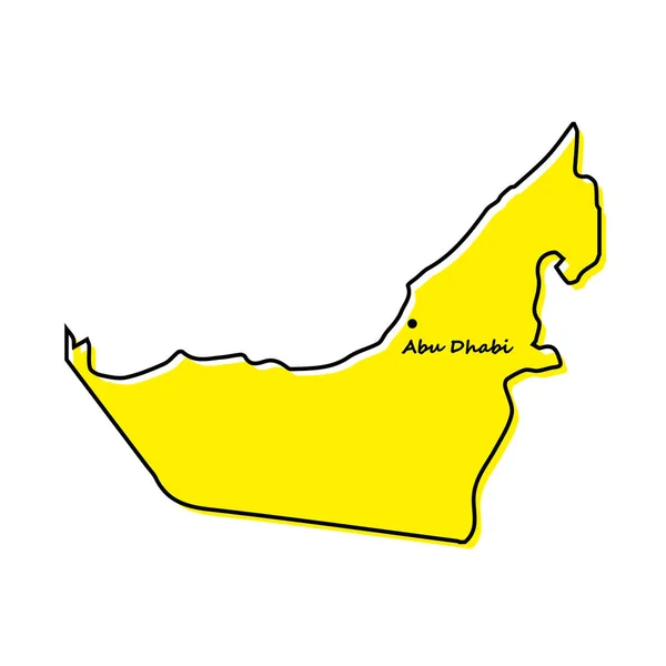 Mapa Esquemático Simple Emiratos Árabes Unidos Con Ubicación Capital Diseño — Vector de stock
