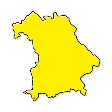 Bavyera 'nın basit dış hat haritası bir Almanya devletidir. Biçimlendirilmiş minimal çizgi tasarımı