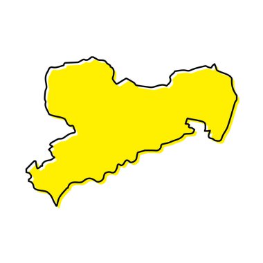 Saksonya 'nın basit dış hat haritası bir Almanya devletidir. Biçimlendirilmiş minimal çizgi tasarımı
