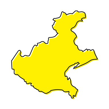 Veneto 'nun basit bir ana hat haritası İtalya' nın bir bölgesidir. Biçimlendirilmiş minimal çizgi tasarımı