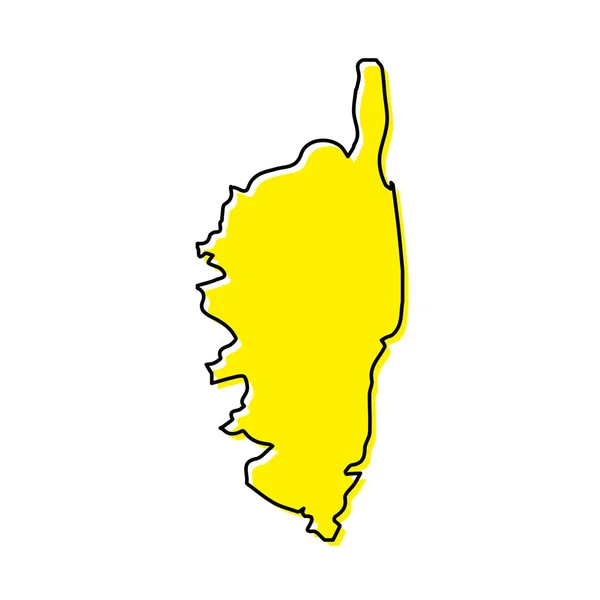 Jednoduchá Obrysová Mapa Korsiky Regionem Francie Stylizovaný Minimální Design Vedení — Stockový vektor