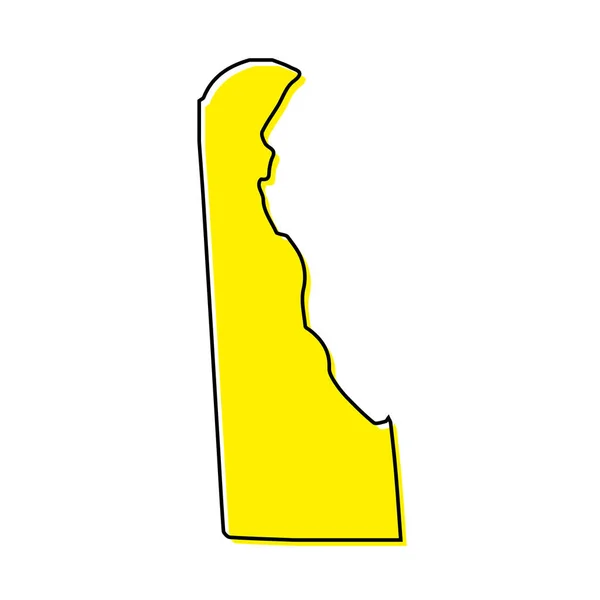 Jednoduchý Nástin Mapy Delaware Stav Spojených Států Stylizovaný Minimální Design — Stockový vektor