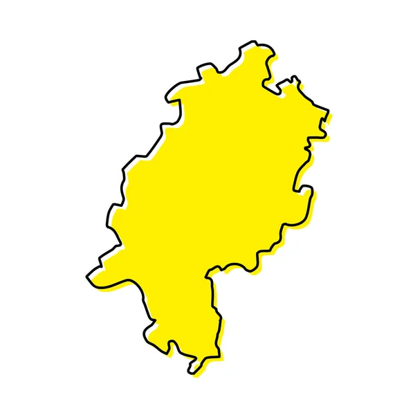 Mapa Esquema Simple Hesse Estado Alemania Diseño Línea Minimalista Estilizado — Vector de stock