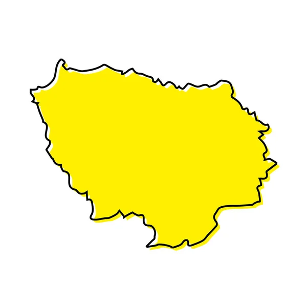 Jednoduchý Nástin Mapy Ile France Region Francie Stylizovaný Minimální Design — Stockový vektor