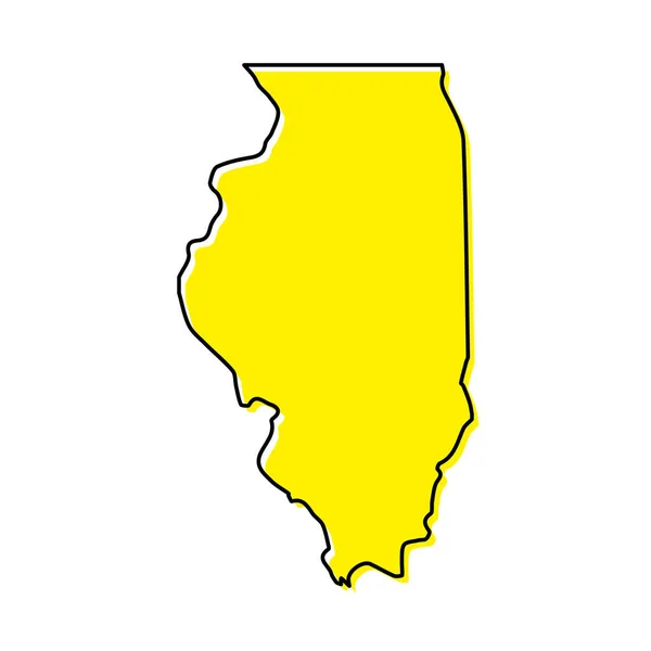 Illinois Basit Bir Özet Haritası Birleşik Devletler Dir Biçimlendirilmiş Minimal — Stok Vektör