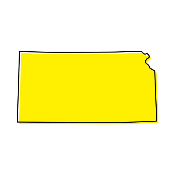 캔자스의 지도는 미국의 주이다 양식있는 디자인 — 스톡 벡터