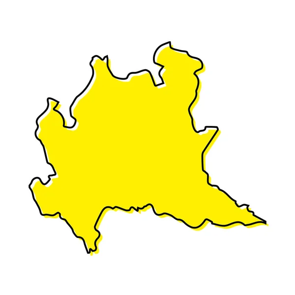 Carte Simple Lombardie Est Une Région Italie Conception Ligne Minimale — Image vectorielle