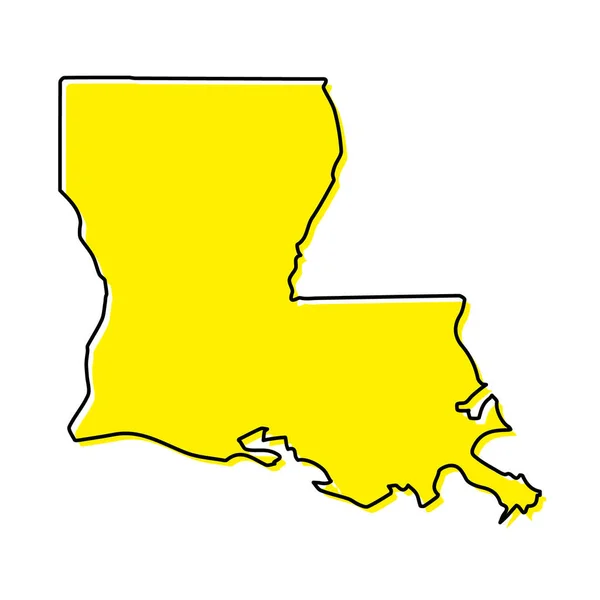 路易斯安那州的简明地形图是美国的一个州 格式化的最小线设计 — 图库矢量图片