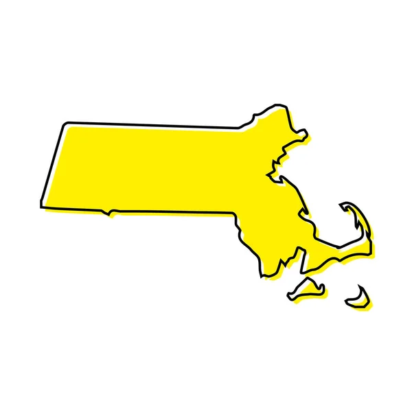 Mapa Esquemático Simple Massachusetts Estado Los Estados Unidos Diseño Línea — Vector de stock