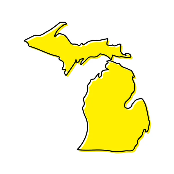 Michigan Basit Bir Dış Hat Haritası Birleşik Devletler Dir Biçimlendirilmiş — Stok Vektör