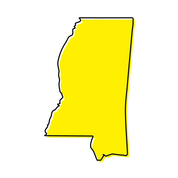 Mississippi Egyszerű Vázlatos Térképe Egyesült Államok Stilizált Minimális Vonaltervezés — Stock Vector
