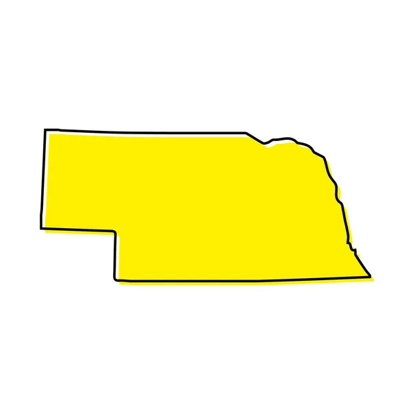 Mapa Esquemático Simple Nebraska Estado Estados Unidos Diseño Línea Minimalista — Vector de stock