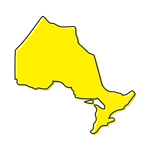 Prosta Mapa Ontario Prowincja Kanady Stylizowana Minimalna Konstrukcja Linii — Wektor stockowy