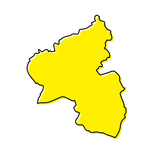 Mapa Esquemático Simple Renania Palatinado Estado Alemania Diseño Línea Minimalista — Vector de stock