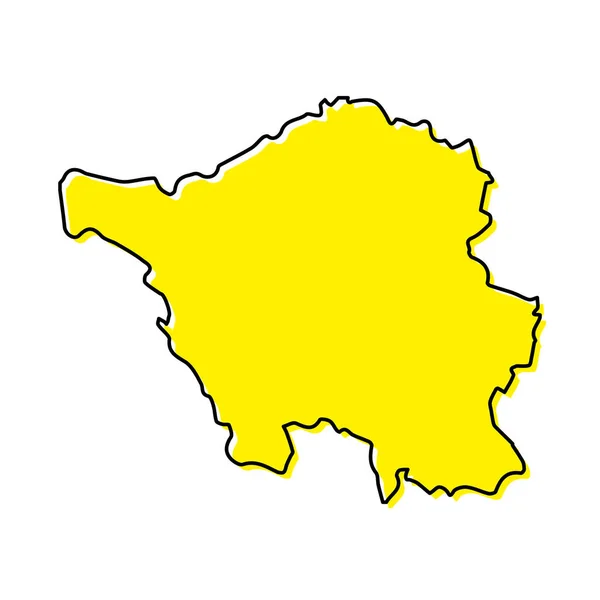 Carte Schématique Simple Sarre Est État Allemagne Conception Ligne Minimale — Image vectorielle