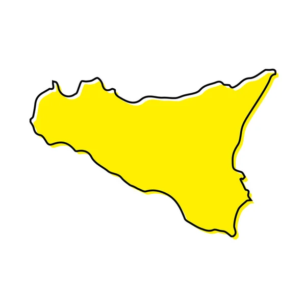 Jednoduchá Obrysová Mapa Sicílie Regionem Itálie Stylizovaný Minimální Design Vedení — Stockový vektor