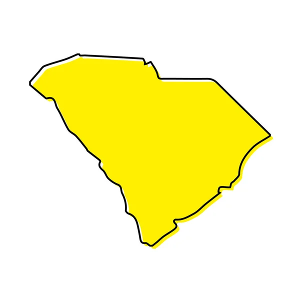 Jednoduchý Nástin Mapy Jižní Karolíny Stav Spojených Států Stylizovaný Minimální — Stockový vektor