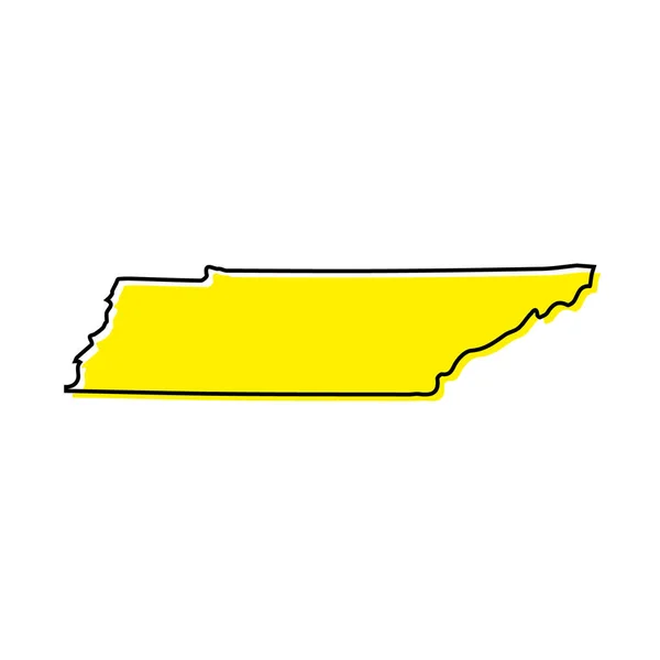 Enkel Skiss Karta Över Tennessee Stat Usa Stiliserad Minimal Linjedesign — Stock vektor
