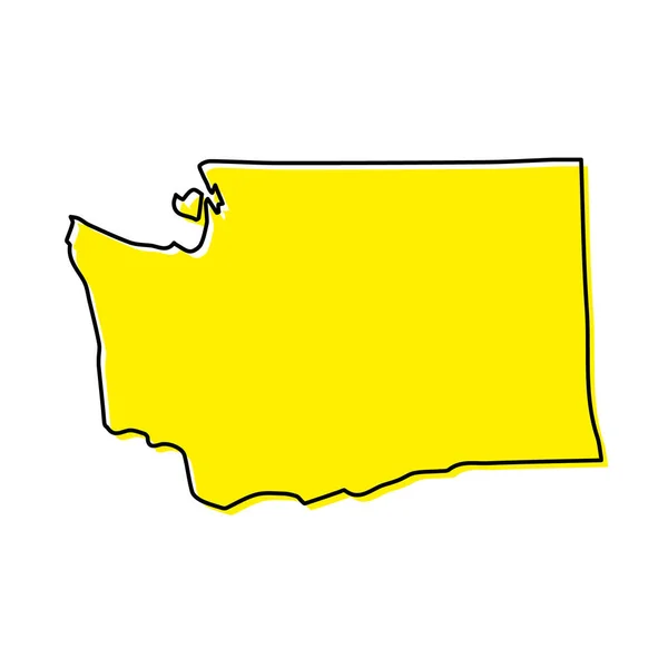 Jednoduchá Obrysová Mapa Washingtonu Stát Spojených Států Stylizovaný Minimální Design — Stockový vektor