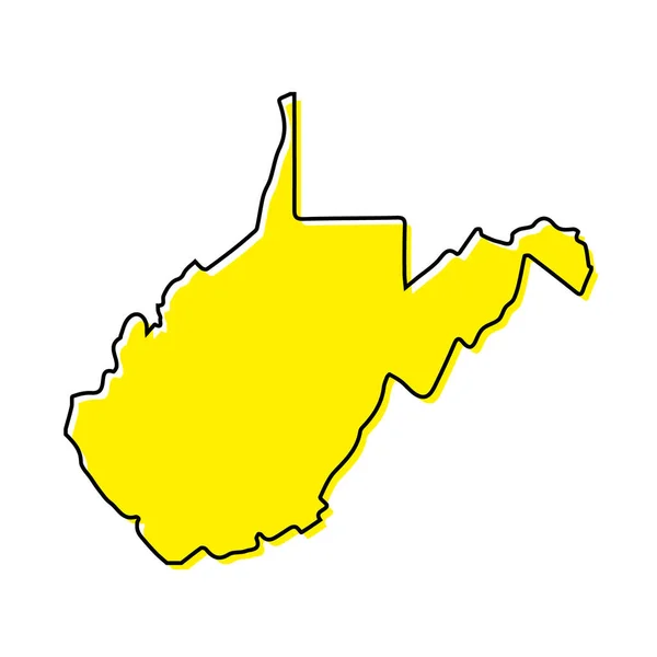 Semplice Mappa Contorno Della Virginia Occidentale Uno Stato Degli Stati — Vettoriale Stock