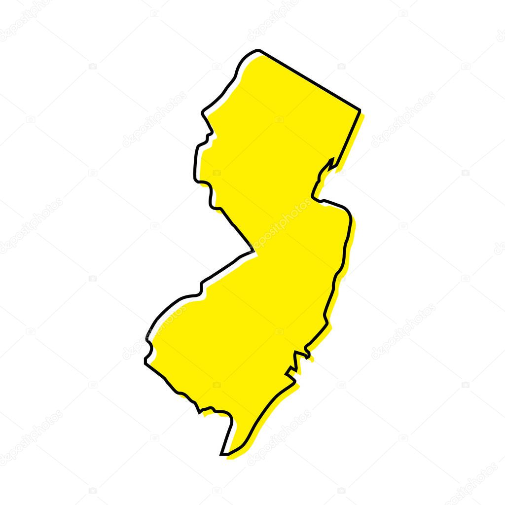 Simple outline map of New Jersey is a state of United States. Stylized minimal line design