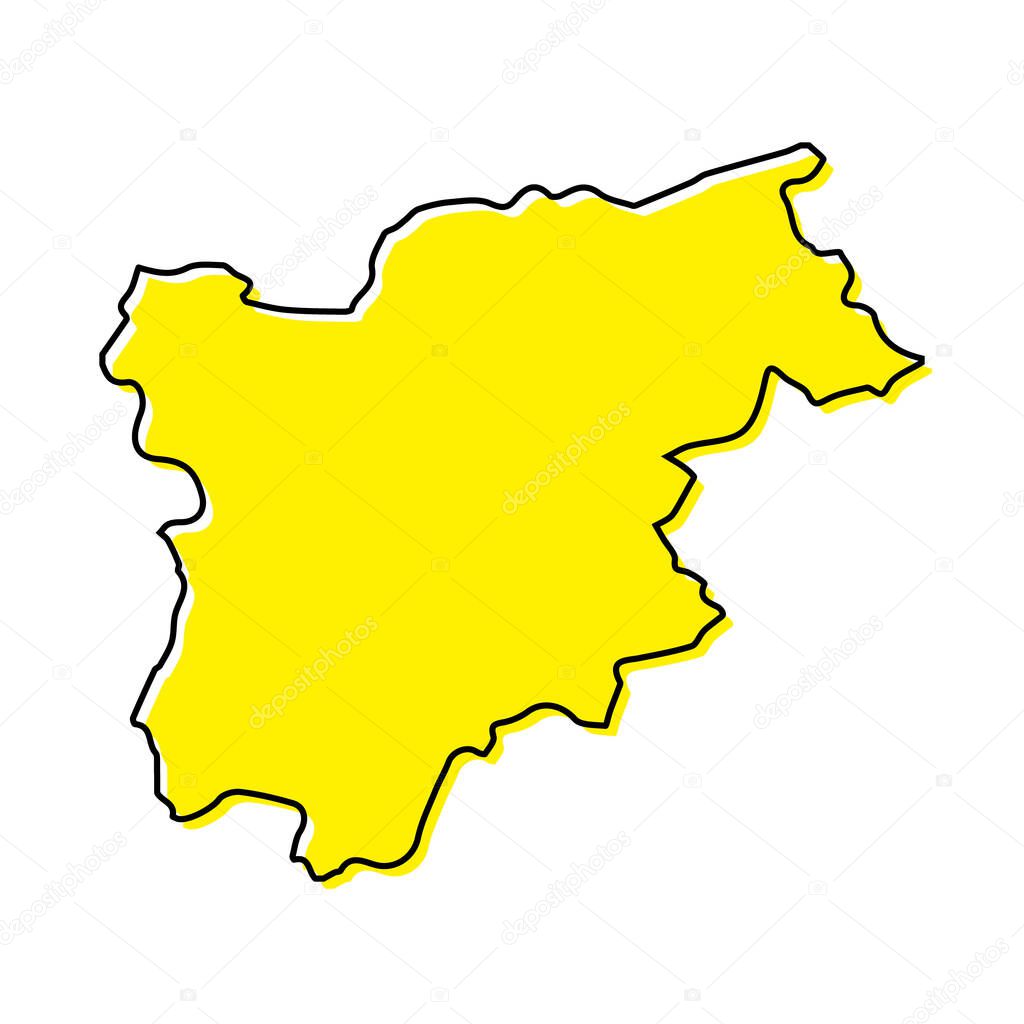 Simple outline map of Trentino-South Tyrol is a region of Italy. Stylized minimal line design